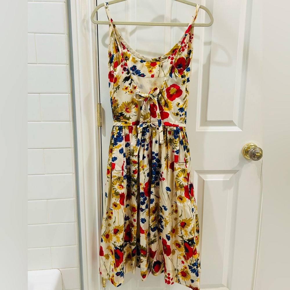 Vintage 1960s Saks Fifth Avenue Silk Floral Dress Fit & Flare Poppy Print Sz XS - Picture 6 of 16